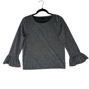 J. Crew All Over Sparkle Grey Bell Long Sleeve Size Medium Crew Neck